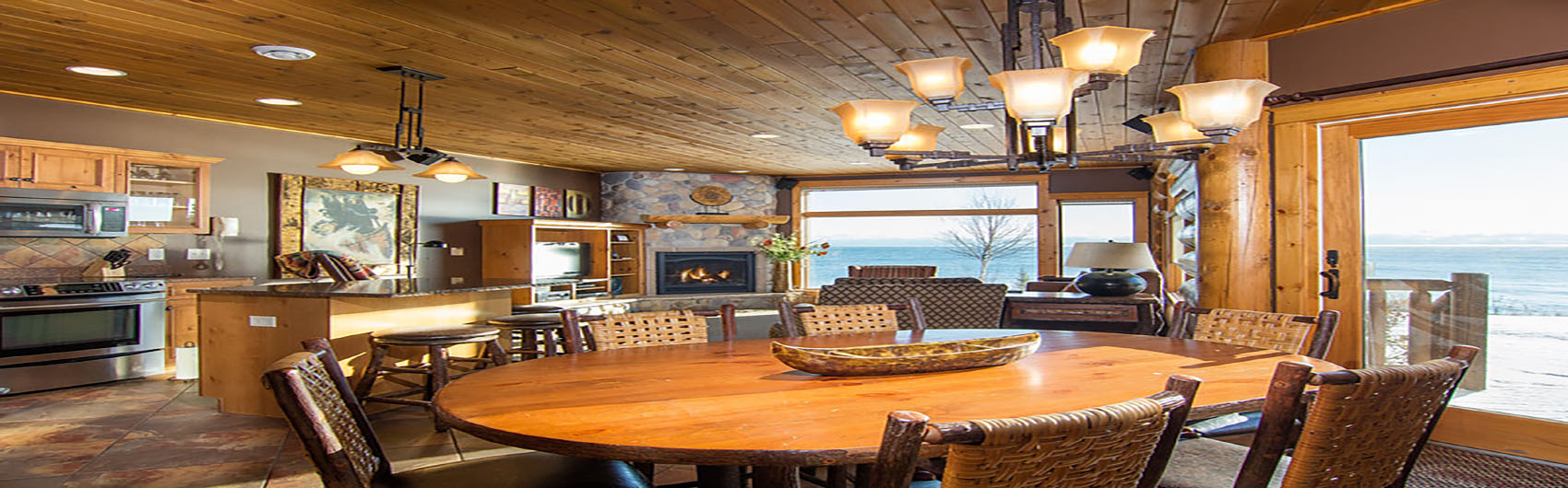 Interior of a cottage on the lakeside